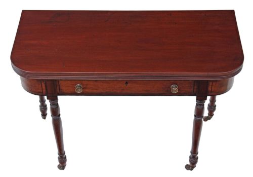 fig 1. Georgian inlaid mahogany folding card tea console table