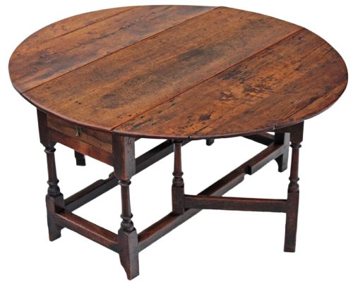 Georgian Oak Elm Gateleg Drop Leaf Dining Table