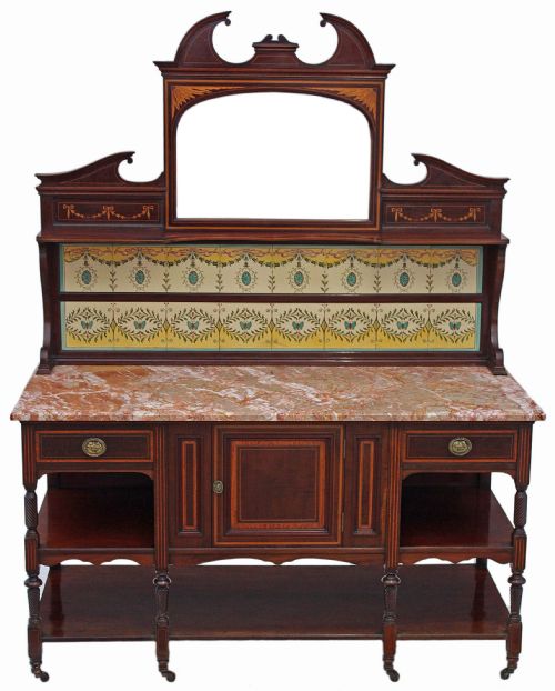 Maple and Co Mahogany Marble Washstand or Dressing Table