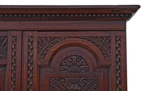 fig 1. Georgian carved oak bureau bookcase desk