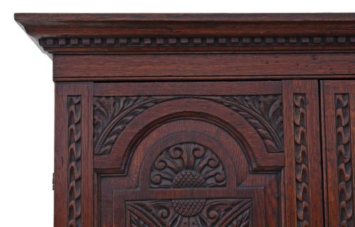 fig 2. Georgian carved oak bureau bookcase desk