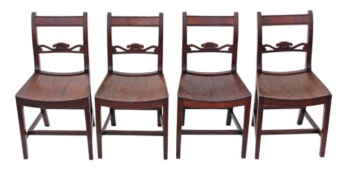 Set of 4 Georgian Mahogany and Fruitwood Dining Chairs