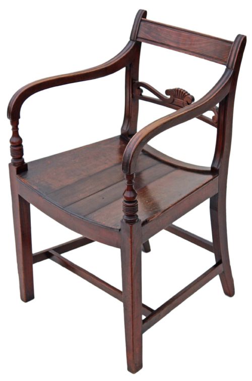 Georgian Mahogany Elbow Carver Desk Chair Armchair