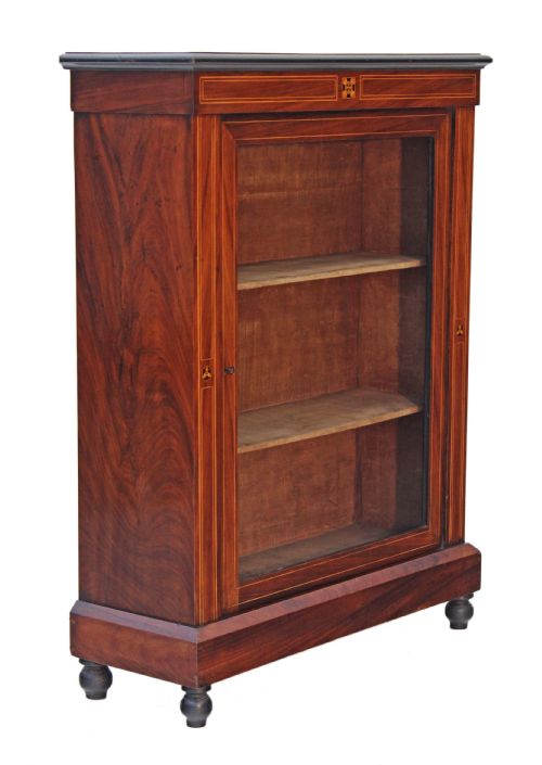 fig 2. Victorian walnut glazed pier display cabinet bookcase