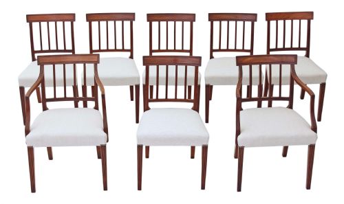 Set of 8 (6 + 2) Mahogany Georgian Dining Chairs