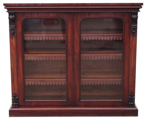 Victorian Mahogany Glazed Bookcase Display Cabinet Cupboard