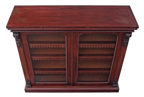 fig 1. Victorian mahogany glazed bookcase display cabinet cupboard