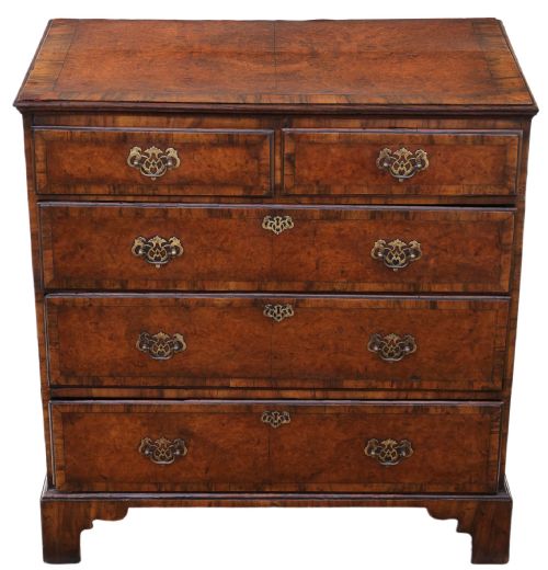 Georgian Crossbanded Burr Walnut Chest of Drawers