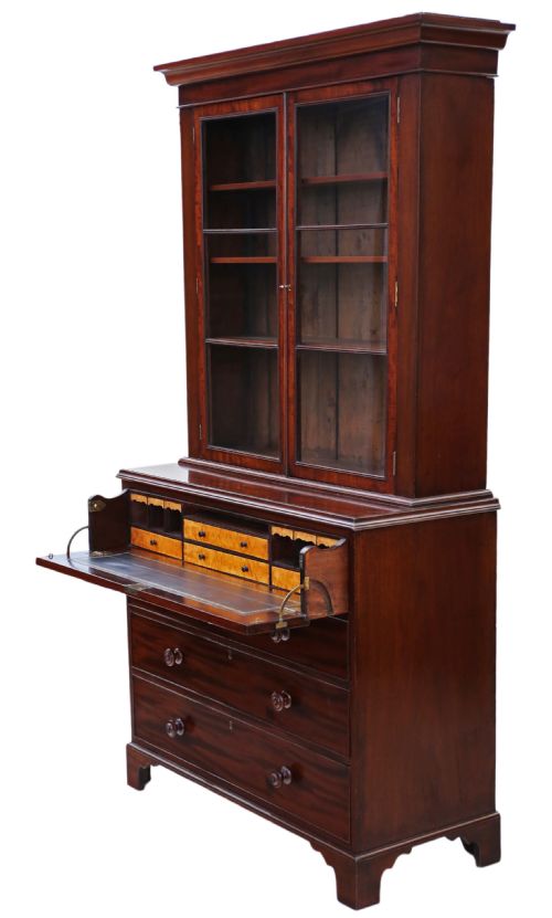 Georgian Mahogany Secretaire Bookcase Desk