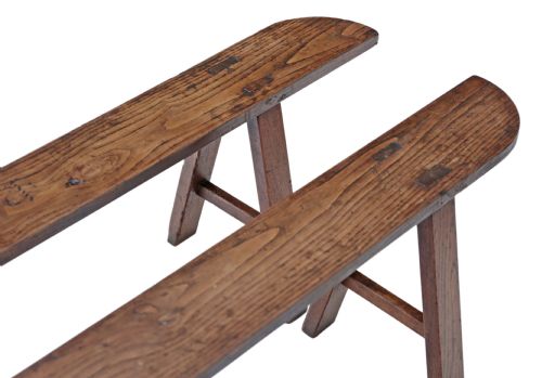 fig 2. Pair of Victorian oak and elm dining hall benches