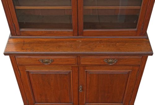 fig 2. Victorian walnut glazed bookcase display cabinet cupboard