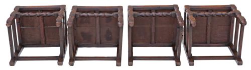 fig 1. Set of 4 Gothic heavy carved oak dining chairs