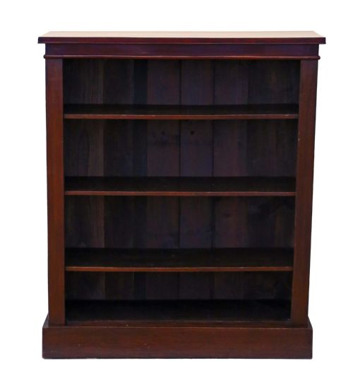 fig 1. Victorian mahogany open bookcase adjustable shelves