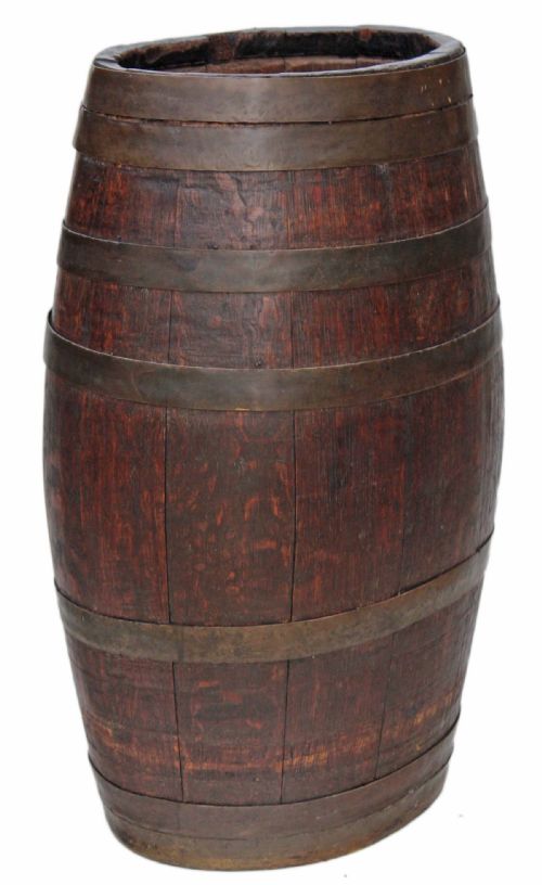 Coopered Oak Elliptical Oval Hall Stick or Umbrella Stand