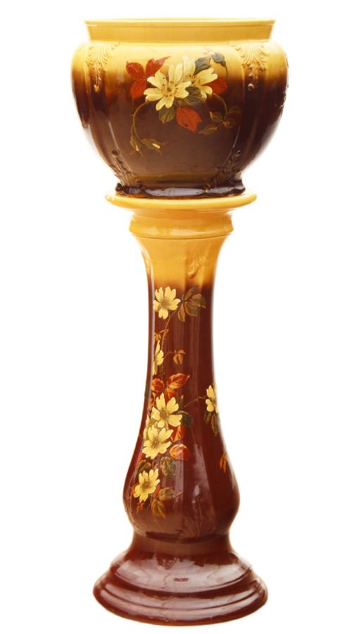 Victorian Majolica Jardiniere Pedestal Column Stand