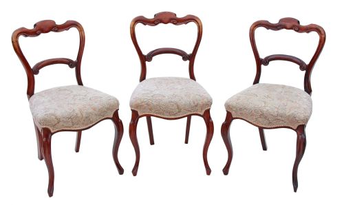 Set of 3 Victorian Rosewood Dining Chairs