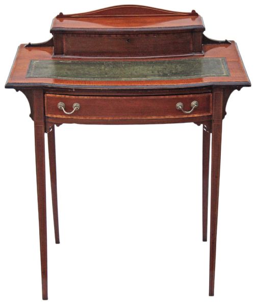 Victorian Inlaid Mahogany Writing Table Desk