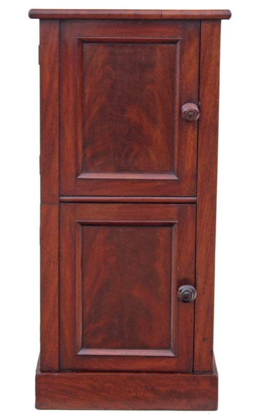 Victorian Flame Mahogany Bedside Table Cabinet