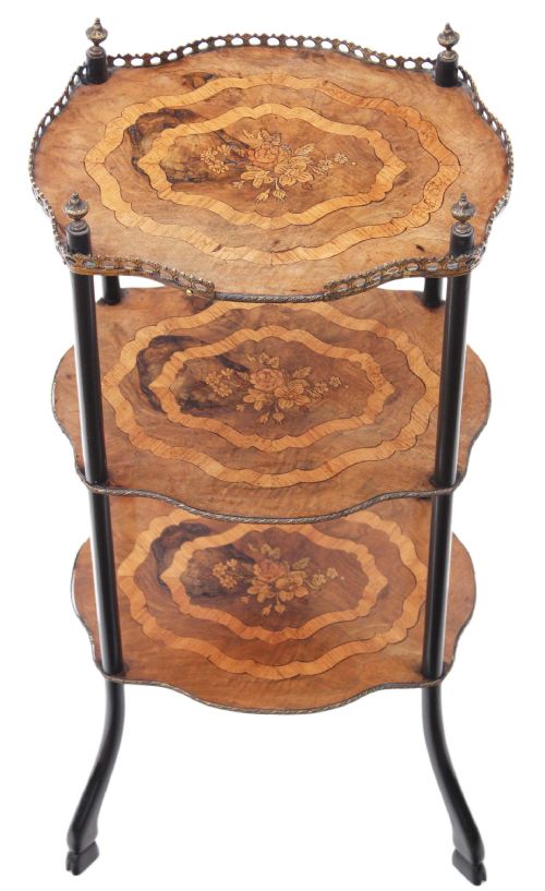 French Inlaid Walnut Etagere Whatnot