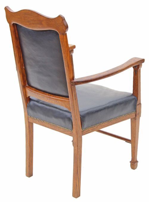 fig 3. Victorian oak leather armchair carver