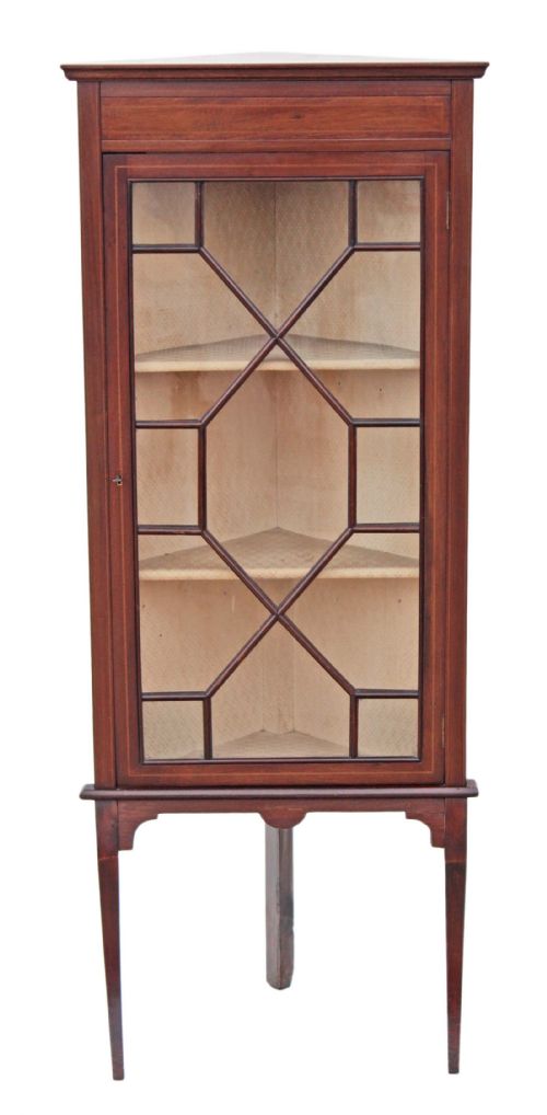 fig 1. Edwardian mahogany inlaid corner display cabinet