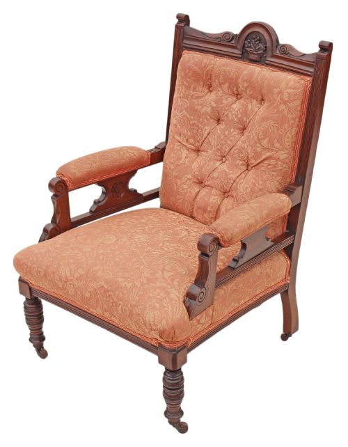 fig 1. Victorian gents carved walnut armchair