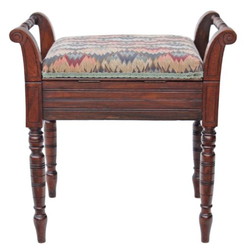 fig 1. Mahogany Edwardian piano music stool