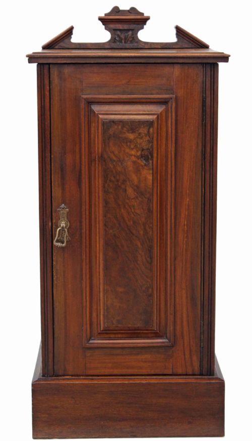 Victorian Burr Walnut Bedside Table Cabinet