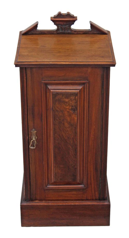 fig 1. Victorian burr walnut bedside table cabinet
