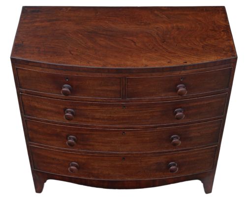 fig 1. Georgian flame mahogany chest of drawers bow front