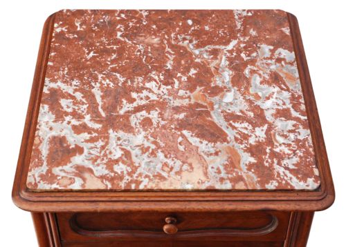 fig 1. French Walnut marble bedside table cupboard cabinet