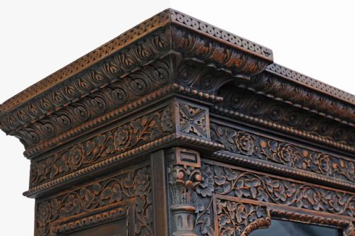fig 2. Padauk Victorian carved Anglo Indian glazed bookcase display cabinet