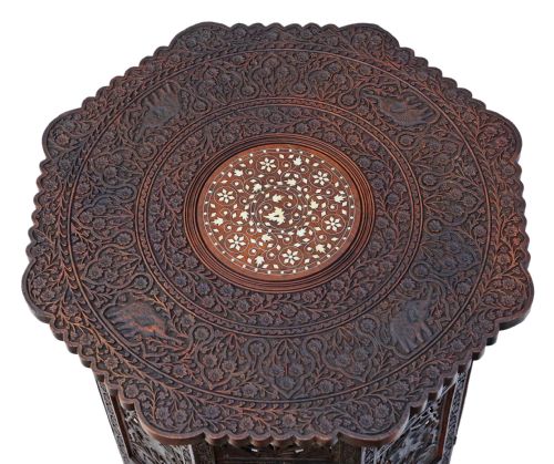fig 1. Padauk Victorian carved Anglo Indian folding side table