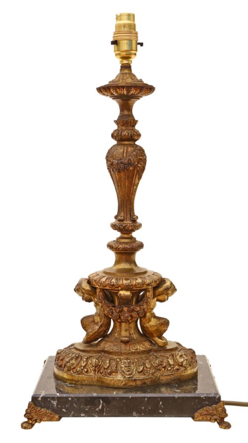 Ormolu Cast Brass Bronze Marble Table Lamp