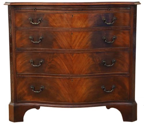 Georgian Revival Serpentine Flame Mahogany Chest of Drawers