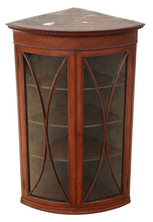 Georgian Mahogany Glazed Corner Cupboard Display Cabinet