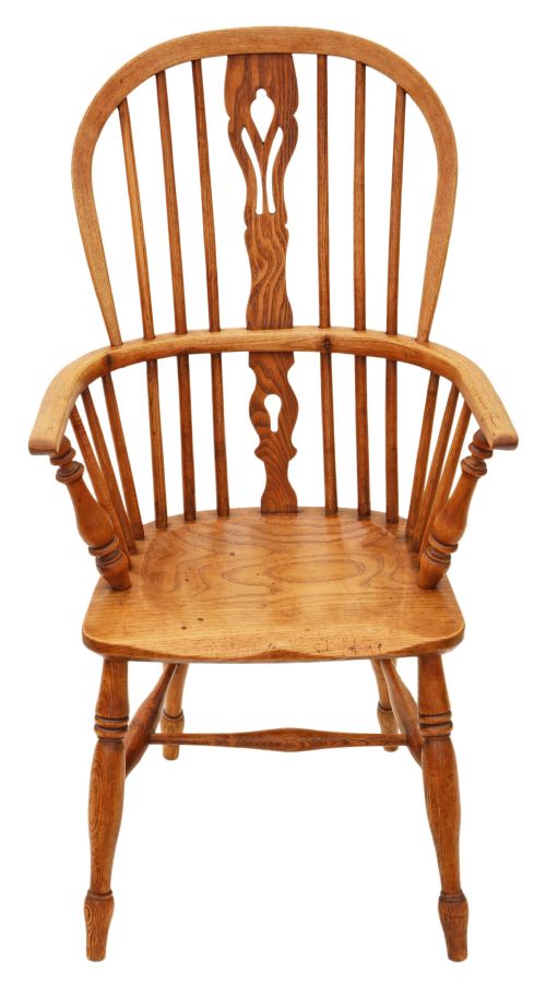 fig 1. Victorian ash elm Windsor armchair chair hall side carver dining