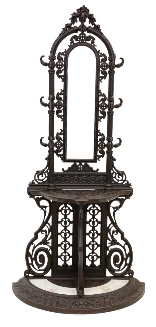 French Cast Iron Hall, Coat, Hat, Stick, Umbrella Stand