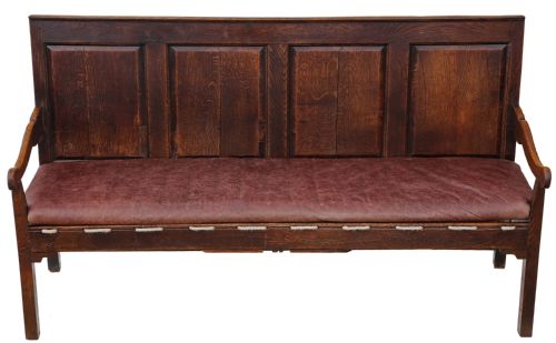 Georgian Gothic Oak Settle Hall Seat Bench Sofa