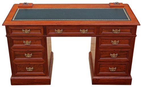 Victorian Walnut Twin Pedestal Desk Writing Dressing Table