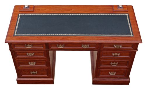 fig 1. Victorian walnut twin pedestal desk writing dressing table
