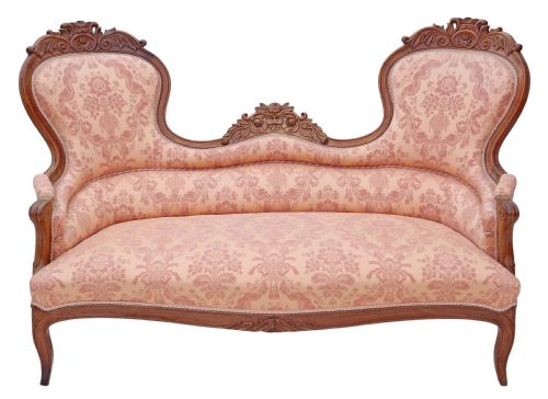 fig 1. 19th Century carved French walnut sofa settee chaise longue