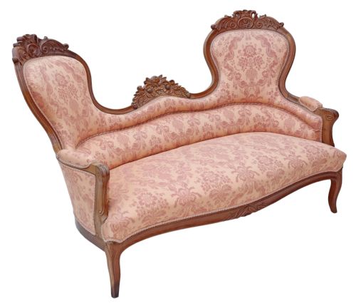 fig 2. 19th Century carved French walnut sofa settee chaise longue
