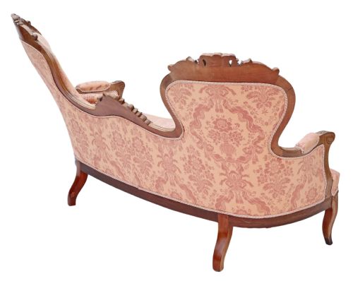 fig 3. 19th Century carved French walnut sofa settee chaise longue