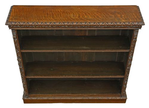fig 1. Victorian carved oak bookcase display shelves
