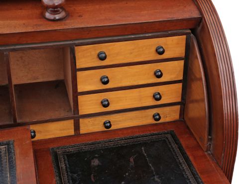 fig 3. Victorian mahogany cylinder bureau desk writing table 