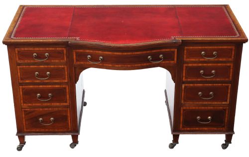 Edwardian Cross-banded Mahogany Twin Pedestal Desk