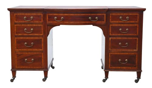 fig 2. Edwardian cross-banded mahogany twin pedestal desk