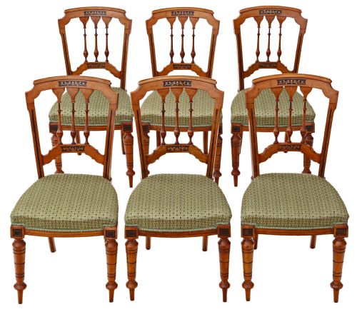 Set of 6 Victorian Aesthetic Walnut Dining Chairs