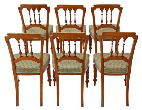 fig 1. Set of 6 Victorian Aesthetic walnut dining chairs